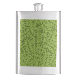 Vintage William Morris Branch Green Leaf Pattern Hip Flask
