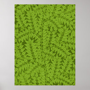 Vintage William Morris Branch Green Leaf Pattern Poster