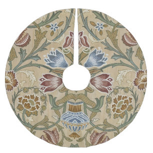 Vintage William Morris Brocade Floral Symmetrical Brushed Polyester Tree Skirt