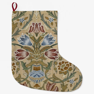Vintage William Morris Brocade Floral Symmetrical Large Christmas Stocking