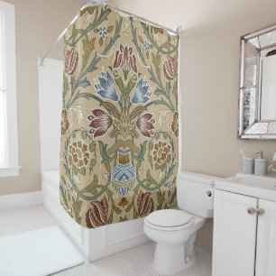 Vintage William Morris Brocade Floral Symmetrical Shower Curtain