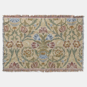 Vintage William Morris Brocade Floral Symmetrical Throw Blanket