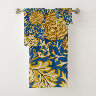 Vintage William Morris Cherwell Blue Floral Art Bath Towel Set