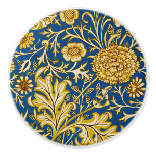 Vintage William Morris Cherwell Blue Floral Art Ceramic Knob