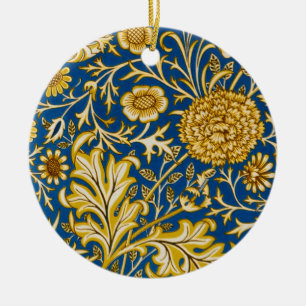 Vintage William Morris Cherwell Blue Floral Art Ceramic Tree Decoration