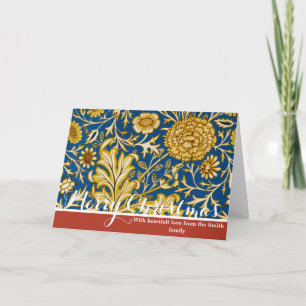 Vintage William Morris Cherwell Blue Floral Art Holiday Card