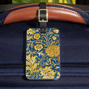Vintage William Morris Cherwell Blue Floral Art Luggage Tag