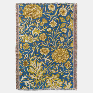 Vintage William Morris Cherwell Blue Floral Art Throw Blanket