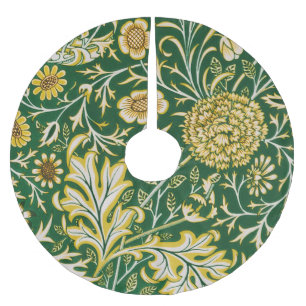 Vintage William Morris Cherwell Green Floral Art Brushed Polyester Tree Skirt