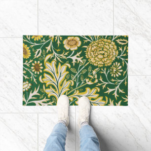 Vintage William Morris Cherwell Green Floral Art Doormat