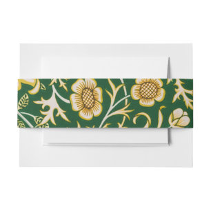 Vintage William Morris Cherwell Green Floral Art Invitation Belly Band