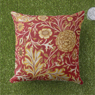 Vintage William Morris Cherwell Red Floral Art Cushion