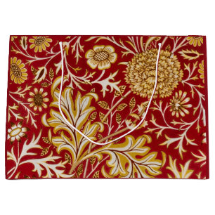 Vintage William Morris Cherwell Red Floral Art Large Gift Bag
