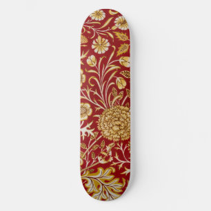 Vintage William Morris Cherwell Red Floral Art Skateboard