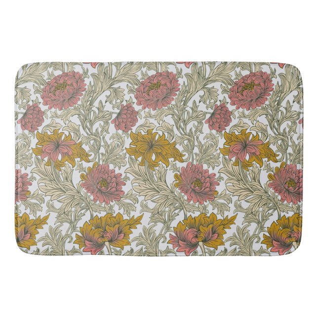 Vintage William Morris Chrysanthemum Pattern Bath Mat (Front)