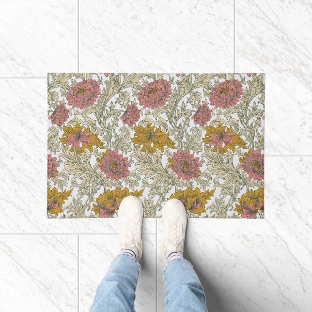 Vintage William Morris Chrysanthemum Pattern Doormat (Indoor)