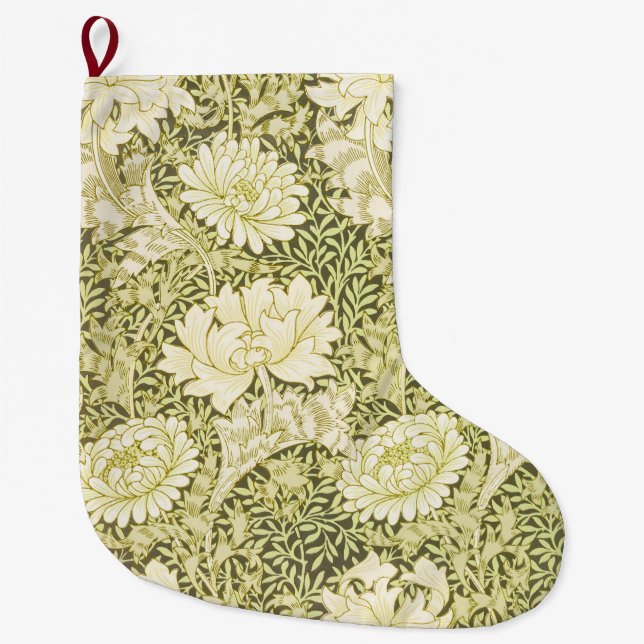Vintage William Morris Chrysanthemum Pattern Large Christmas Stocking (Front)