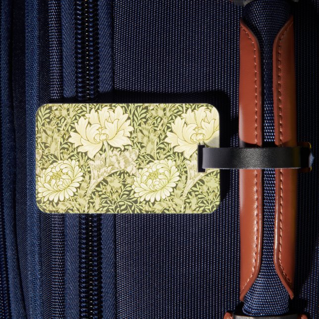 Vintage William Morris Chrysanthemum Pattern Luggage Tag (Back Insitu 2)