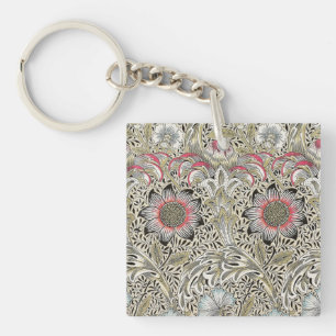 Vintage William Morris Corncockle Floral Pattern Key Ring
