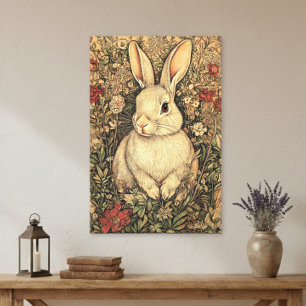 Vintage William Morris Cottage Tan Rabbit Canvas Print