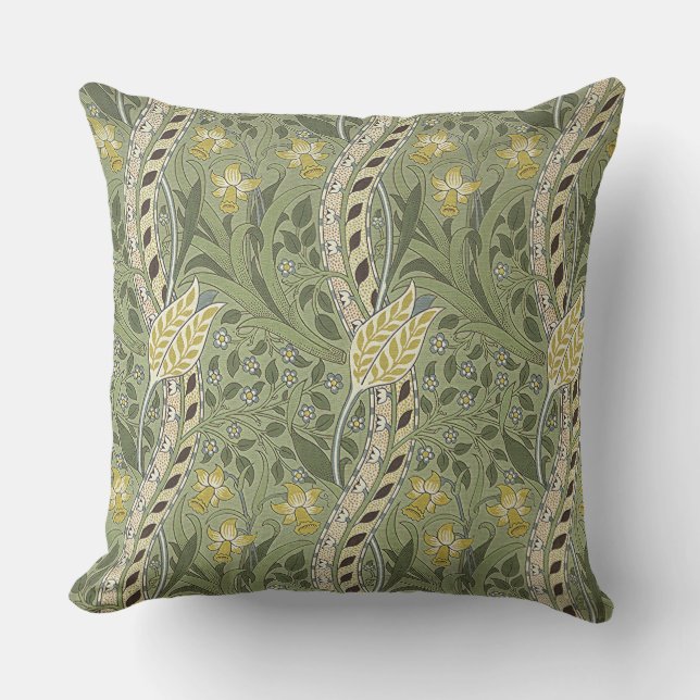 Vintage William Morris Daffodil Flowers Yellow     Cushion (Front)
