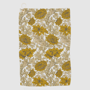 Vintage William Morris Earth Tone Floral Pattern Golf Towel