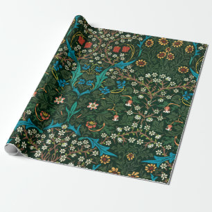 Vintage william morris floral grennery art wrapping paper