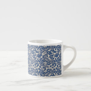 Vintage William Morris Floral Pattern Blue White Espresso Cup