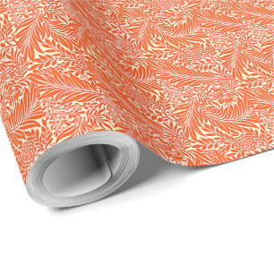 Vintage William Morris Floral Pattern White Orange Wrapping Paper
