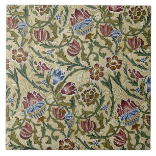 Vintage William Morris Floral Pink Blue Brocade Tile