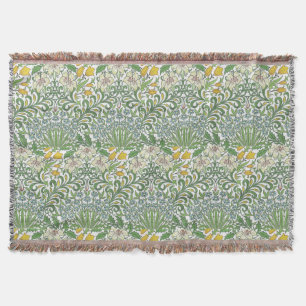 Vintage William Morris Flowers Garden Wallpaper Throw Blanket
