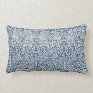  Vintage William Morris Forest Rabbit Bird Foliage Lumbar Cushion