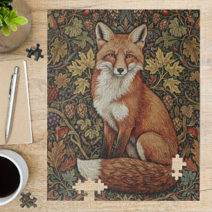 Vintage William Morris Fox Woodland Art Jigsaw Puzzle