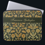 Vintage William Morris Gold Floral Laptop Sleeve<br><div class="desc">This simple yet elegant design features a William Morris inspired tan,  gold and black floral pattern. Protect your laptop or tablet in style! Add a name to personalise it. Makes a great Christmas or Mother's Day gift. Created by Simply Farmhouse Press.</div>