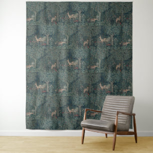 Vintage William Morris Greenery Forest Animals Tapestry