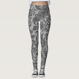 Vintage William Morris Grey Botanical Leggings