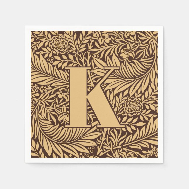 Vintage William Morris Larkspur Pattern Monogram Napkin (Front)