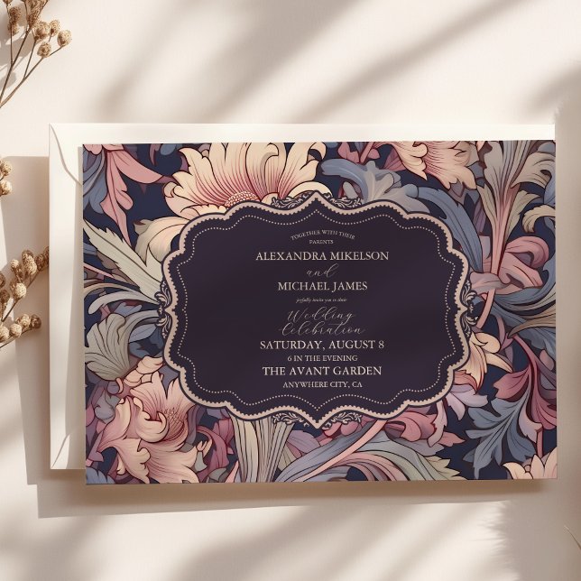 Vintage William Morris Lavender Wedding Invitation (Creator Uploaded)