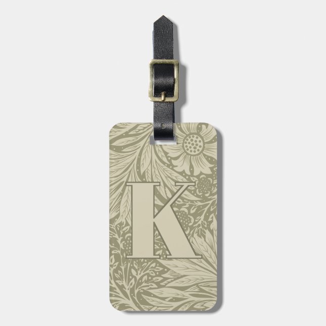 Vintage William Morris Marigold Pattern Luggage Tag (Front Vertical)