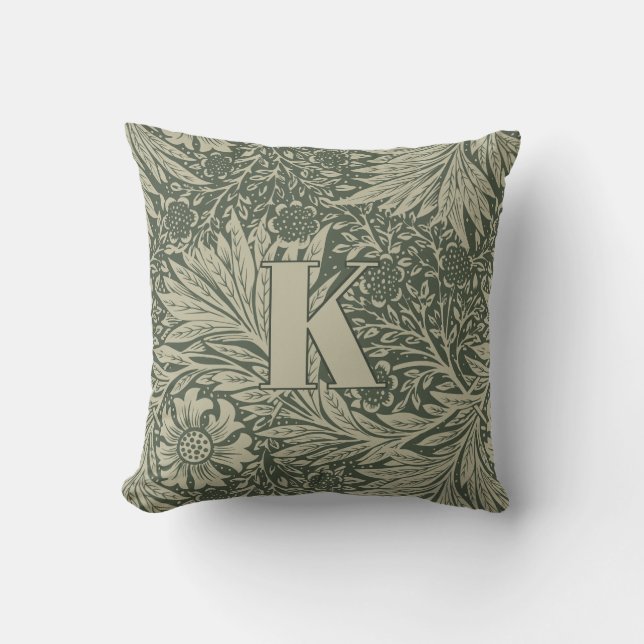 Vintage William Morris Marigold Pattern Monogram Cushion (Front)