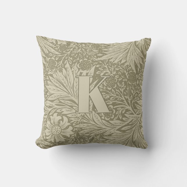 Vintage William Morris Marigold Pattern Monogram Cushion (Front)