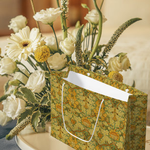 Vintage William Morris Orange Yellow Green Large Gift Bag