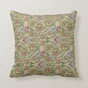 Vintage William Morris Pink Blue Brocade Cushion