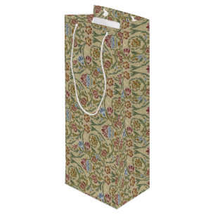 Vintage William Morris Pink Blue Brocade Wine Gift Bag