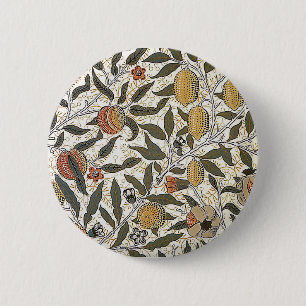 Vintage William Morris Pomegranate 6 Cm Round Badge