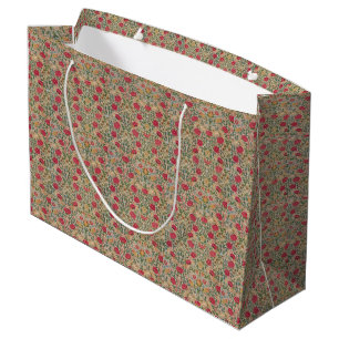 Vintage William Morris Rose Pink Yellow Bird Flor Large Gift Bag