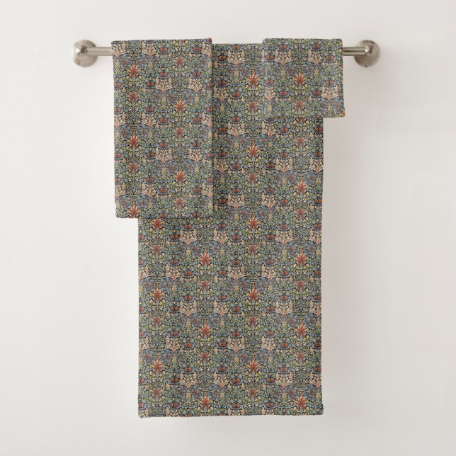 Vintage William Morris Snakeshead Bath Towel Set (Insitu)