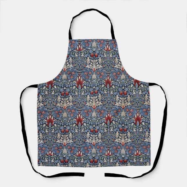 Vintage William Morris Snakeshead Fritillary Red   Apron (Front)