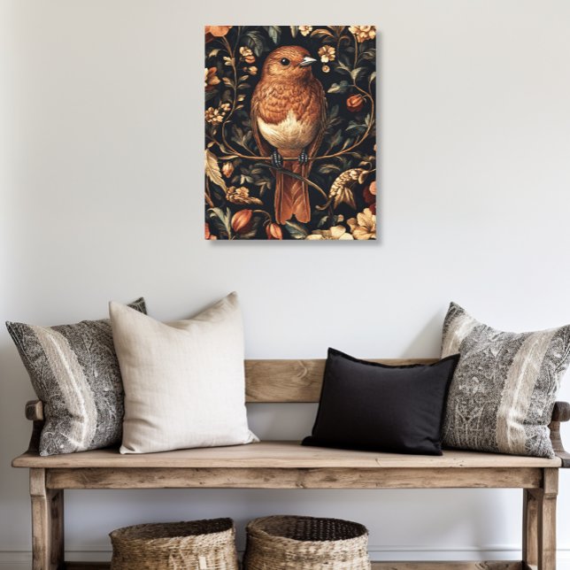 Vintage William Morris Style Bird Vines Canvas Print (Creator Uploaded)