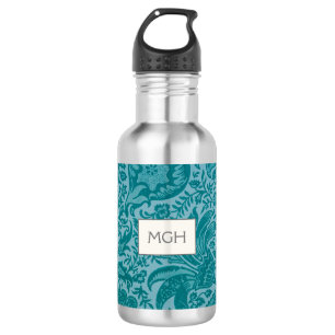 Vintage William Morris Teal Botanical Monogram 532 Ml Water Bottle
